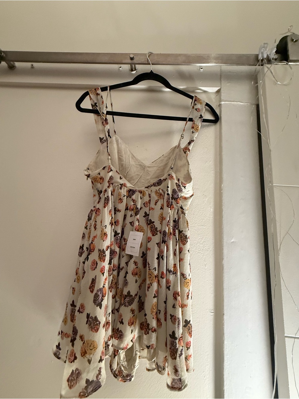 Kimchi Blue Floral Babydoll Dress Cream Cottagecore Mini Dress Size 2